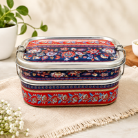 Eco-Friendly Ethnic Meenakari 2-Tier Steel Tiffin