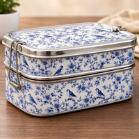 Eco-Friendly Ethnic Meenakari 2-Tier Steel Tiffin