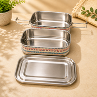 Eco-Friendly Ethnic Meenakari 2-Tier Steel Tiffin