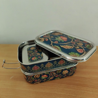 Eco-Friendly Ethnic Meenakari 2-Tier Steel Tiffin-Multicolour Floral
