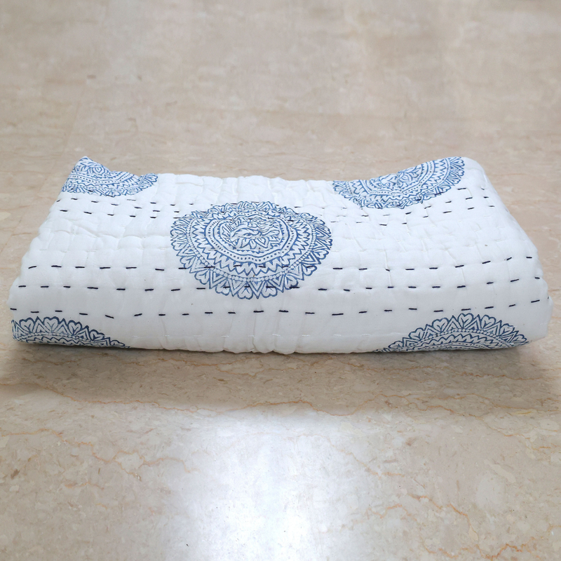 Handcrafted Kids Quilt with Traditional Block Print | Soft & Cozy Cotton Quilt for Babies & Toddlers