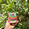 Rainbow with Pink Flower Ceramic Planter