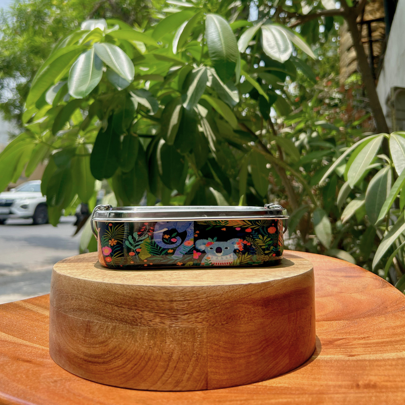 Eco-Friendly Meenakari Steel Tiffin Box – Stylish & Durable-Jungle