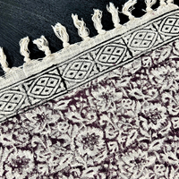 Handcrafted Floral Block Print Cotton Throw with Tassels | Perfect for Living Room and Bedroom Decor