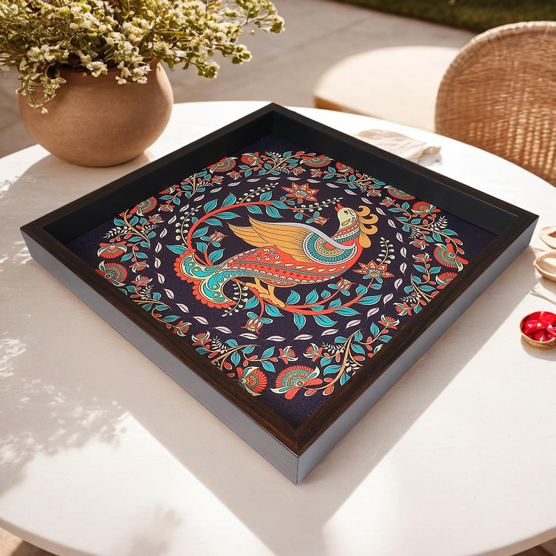 Elegant Petal Print MDF Serving Tray – Stylish & Durable Design