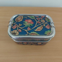 Eco-Friendly Ethnic Meenakari 2-Tier Steel Tiffin-Multicolour Floral