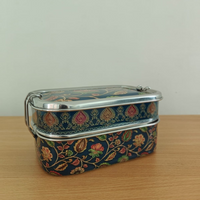 Eco-Friendly Ethnic Meenakari 2-Tier Steel Tiffin