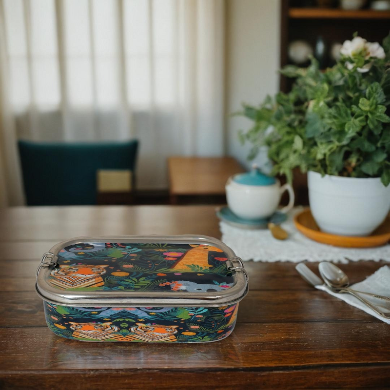 Eco-Friendly Meenakari Steel Tiffin Box – Stylish & Durable-Jungle