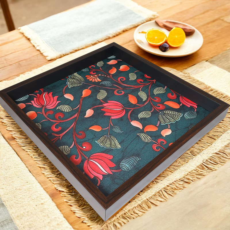 Elegant Petal Print MDF Serving Tray – Stylish & Durable Design