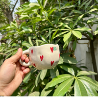 Red Heart Ceramic Mugs  | Vibrant Handcrafted Coffee & Tea Mugs-Set of 2