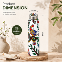 Traditional Design Handcrafted Eco-Friendly Meenakari Steel Bottle(1L)