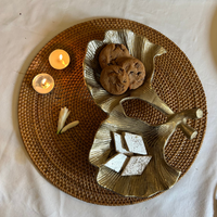 Golden Ginkgo Leaf Decorative Platter Bowl