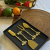 Luxury Gold Cheese Knife Set with Decorative Bee Handles – 4-Piece Gift Set