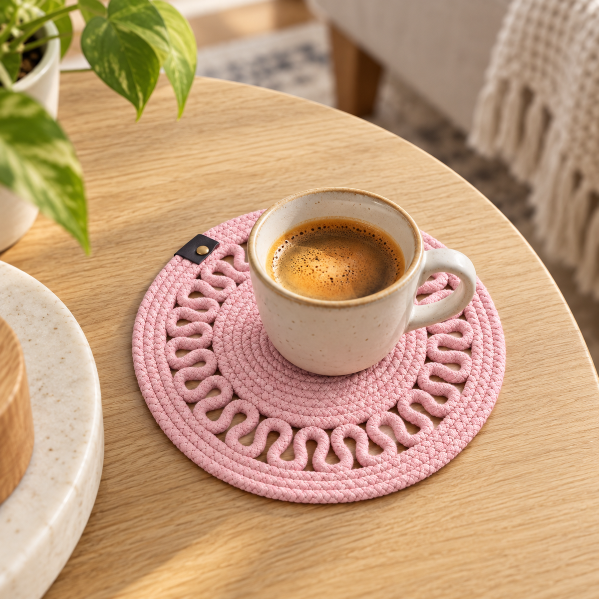 Handcrafted Round Braided Table Mat Set of 4
