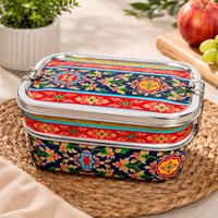 Eco-Friendly Ethnic Meenakari 2-Tier Steel Tiffin