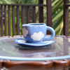 Blue Sky and Clouds Ceramic Mug and Saucer Set of 2