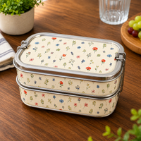Eco-Friendly Ethnic Meenakari 2-Tier Steel Tiffin