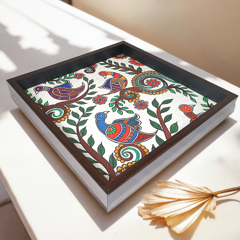 Elegant Kalamkari Print MDF Serving Tray – Stylish & Durable Design