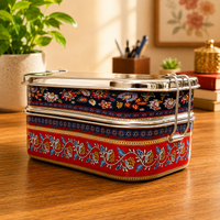 Eco-Friendly Ethnic Meenakari 2-Tier Steel Tiffin