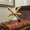 Golden Compass Arrow Paperweight Decorative Accent