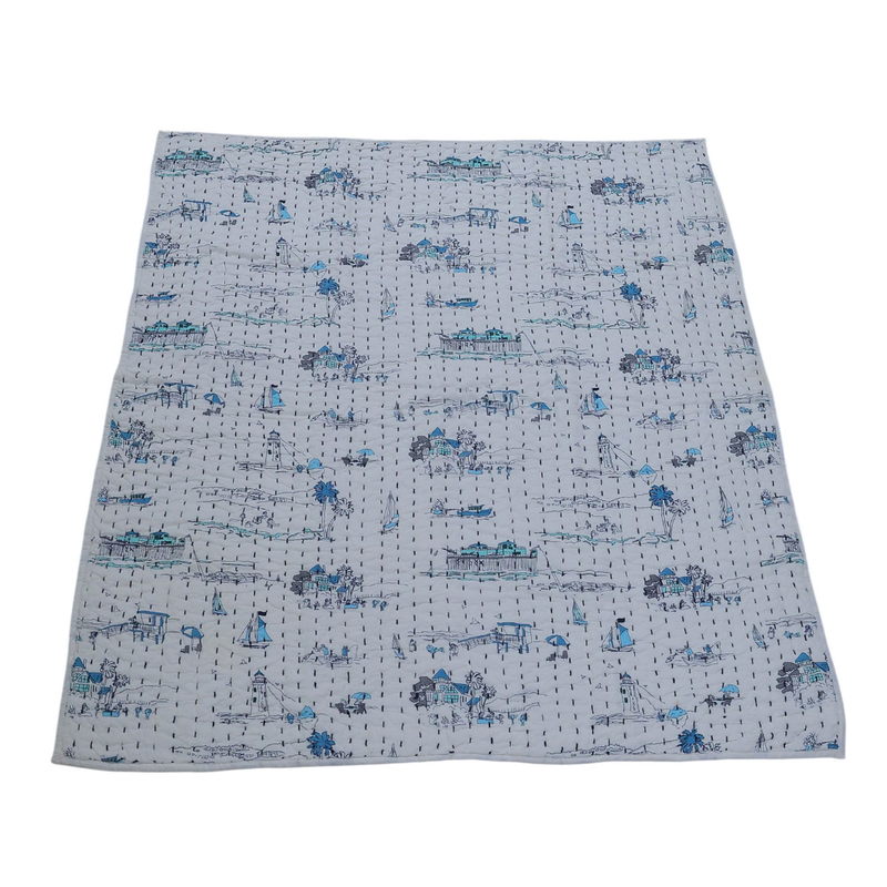 Handcrafted Kids Quilt with Traditional Block Print | Soft & Cozy Cotton Quilt for Babies & Toddlers