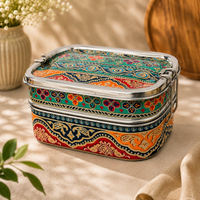 Eco-Friendly Ethnic Meenakari 2-Tier Steel Tiffin