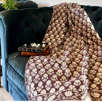 Brown Cotton Throw Floral Print – Heritage Sofa Throw | Perfect for Living Room and Bedroom Decor
