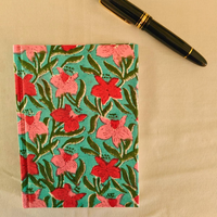 Green Block Print Floral Diary | Handmade Diary for Writing & Notes