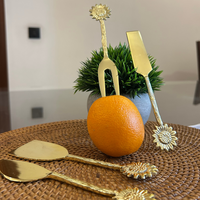 Elegant Gold-Plated Cheese & Dessert Cutlery Set with Sunflower Design Handle (Set of 4)