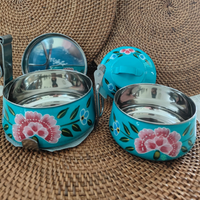 Ethnic Enamelware Steel Lunch Box – 2 Tier, Sustainable & Reusable