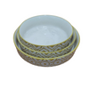 Geometric Pattern Handmade Ceramic Salad Bowl Set | Salad Plate - Serving Snacks Tray– Pack of 3