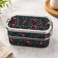 Eco-Friendly Ethnic Meenakari 2-Tier Steel Tiffin