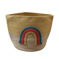 Yellow Cotton Rainbow Storage Basket Bag | Kids Room Decor