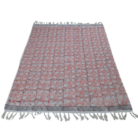 Geometric Dot Handblock Printed Cotton Throw – Orange & Black Motif | Perfect for Living Room and Bedroom Decor