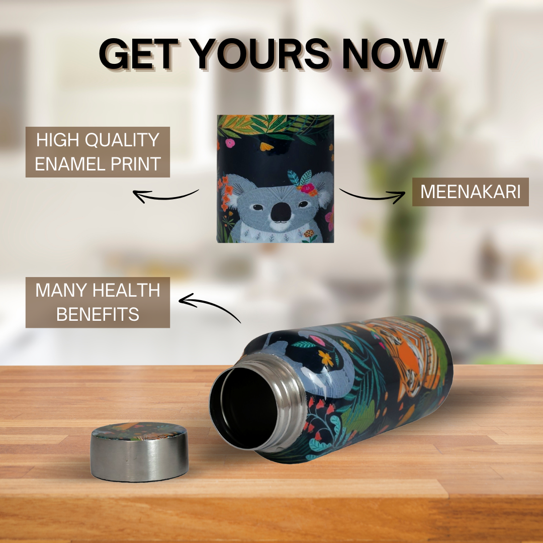 BG|Handcrafted Eco-Friendly Meenakari Stainless Steel Bottle(750 ML)-Jungle