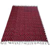 Ethnic Red & Blue Block Printed Cotton Throw | Perfect for Living Room and Bedroom Decor