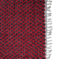Ethnic Red & Blue Block Printed Cotton Throw | Perfect for Living Room and Bedroom Decor
