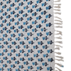 Teal Floral Handblock Printed Cotton Throw with Tassels | Perfect for Living Room and Bedroom Decor