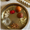 Golden Etched Round Metal Serving Platter