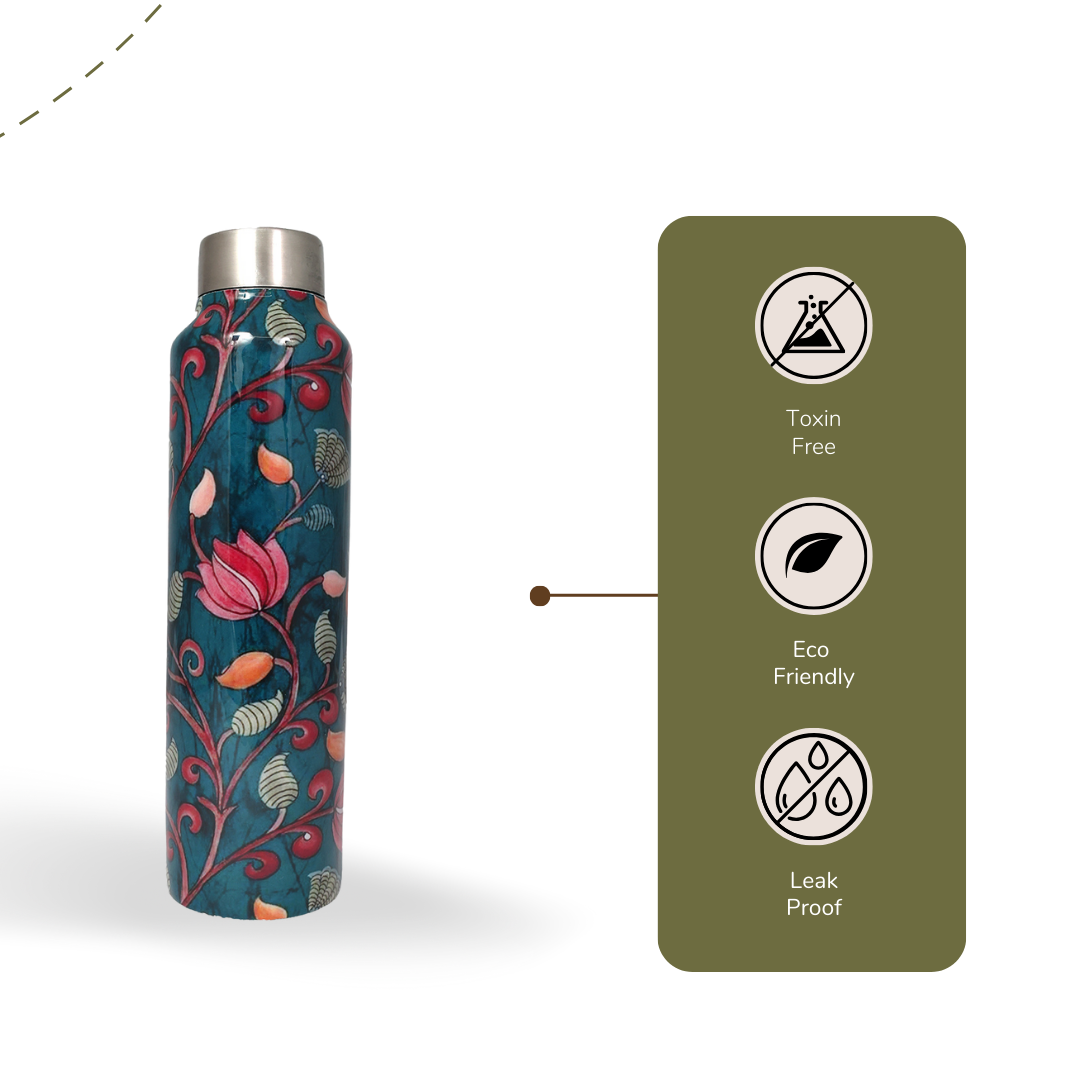 Handcrafted Eco-Friendly Meenakari Steel Bottle(1L)