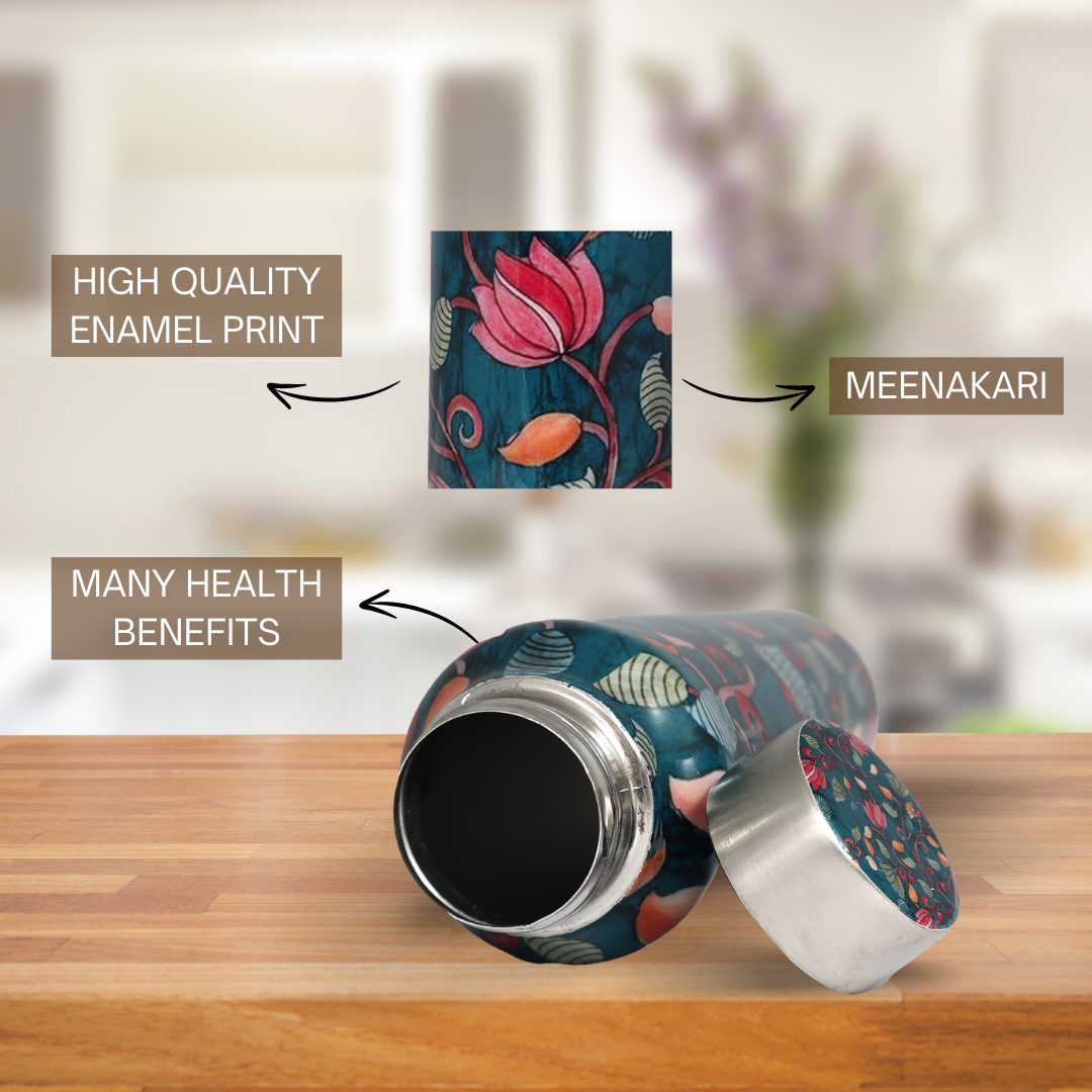 Handcrafted Eco-Friendly Meenakari Steel Bottle(1L)