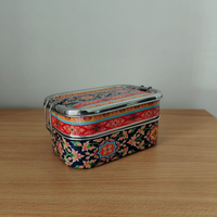 Eco-Friendly Ethnic Meenakari 2-Tier Steel Tiffin-Blue Floral