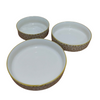 Geometric Pattern Handmade Ceramic Salad Bowl Set | Salad Plate - Serving Snacks Tray– Pack of 3