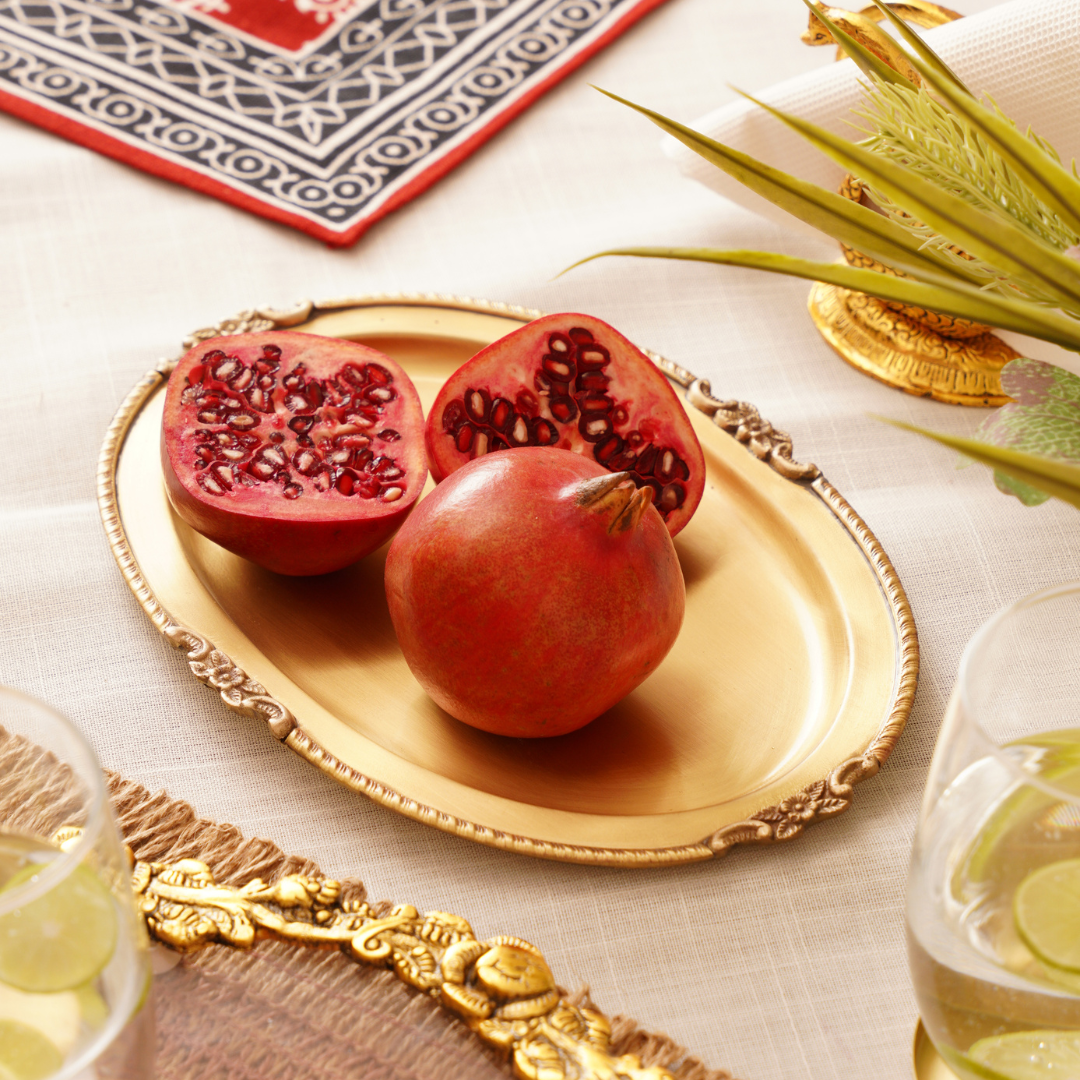 Premium Brass Oval Serving Tray Gift Set with Packaging