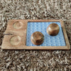 Blue Wooden Serving Platter with 2 Bowls | Handcrafted Serving Set of 3