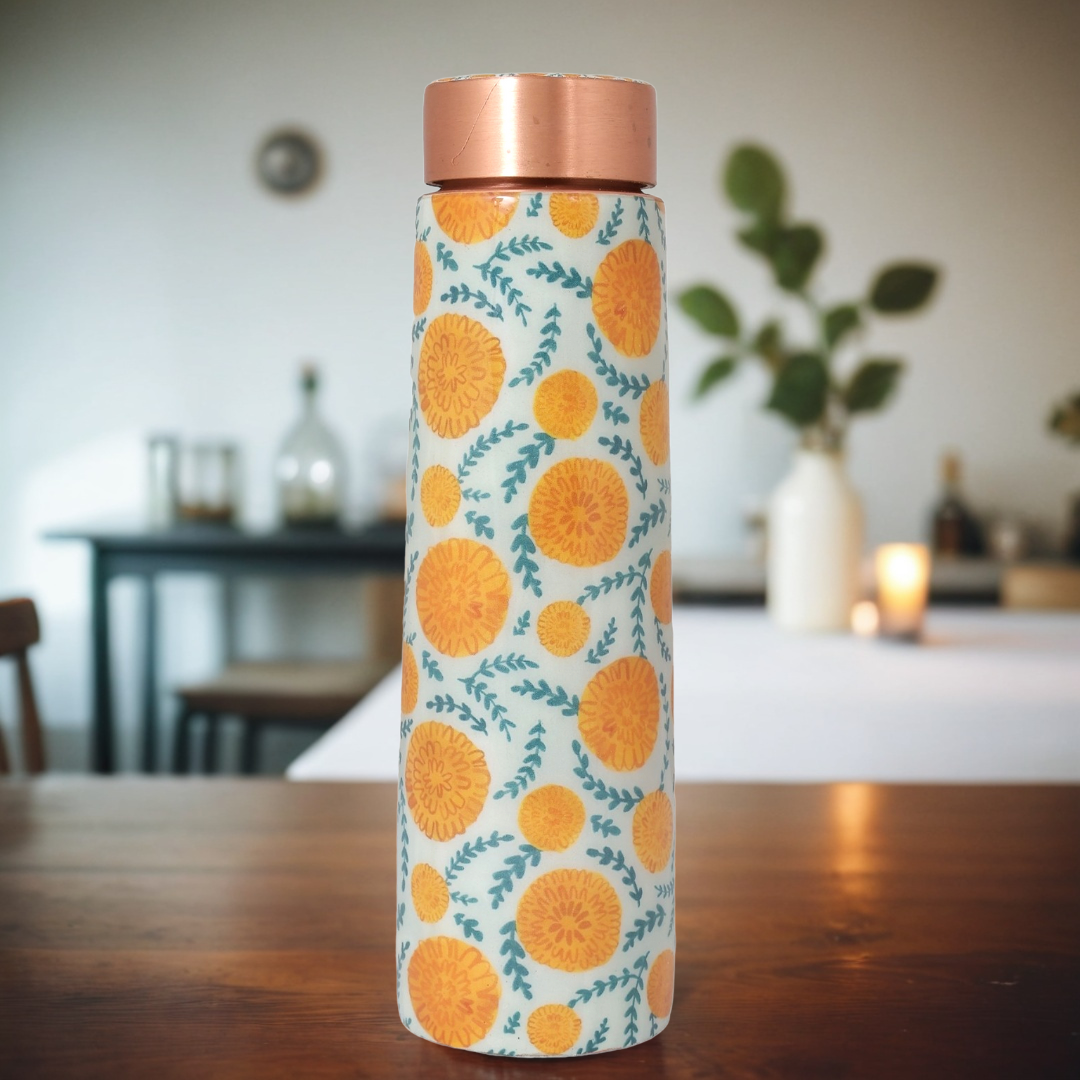 BG| Copper Water Bottle | 1 Litre | Boosts Immunity-Marigold