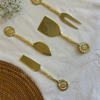 Elegant Gold-Plated Cheese & Dessert Cutlery Set with Sunflower Design Handle (Set of 4)