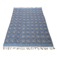 Handcrafted Cotton Throw with Blue & White Geometric Block Print | Perfect for Living Room and Bedroom Decor