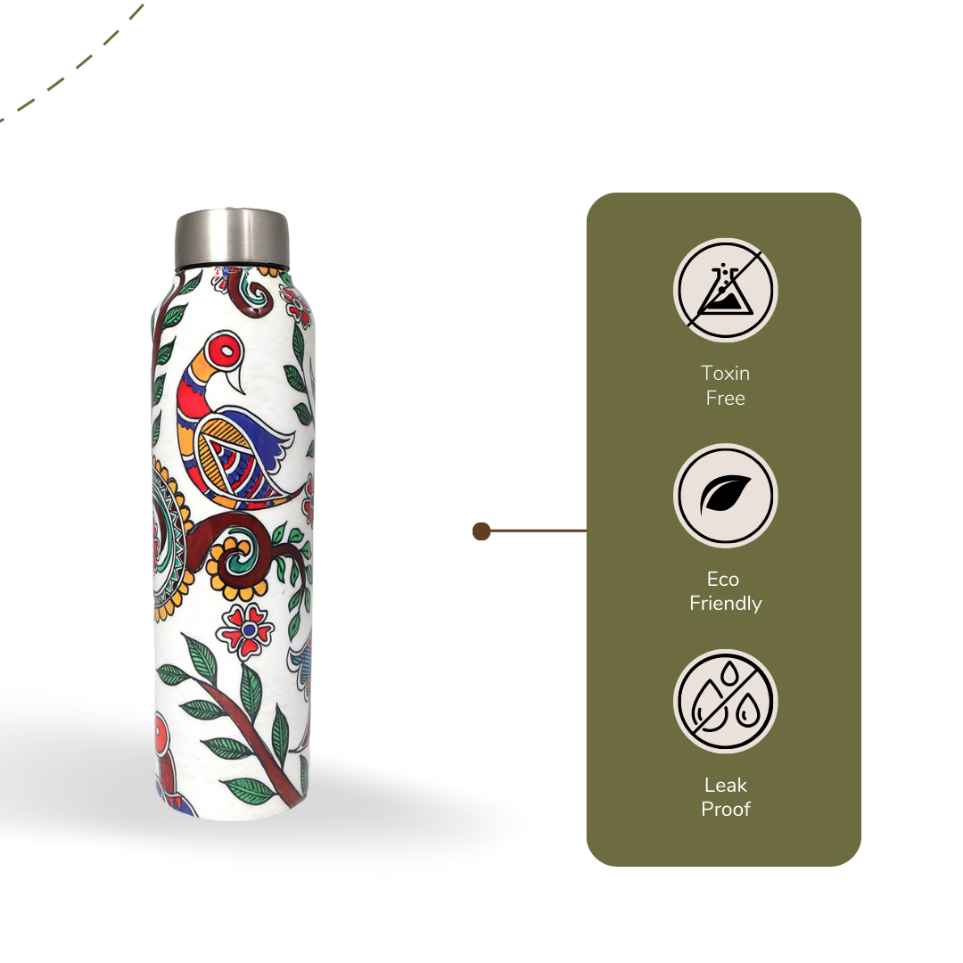 Handcrafted Eco-Friendly Meenakari Steel Bottle(1L)