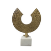 Golden Textured Crescent Disc Table Accent with Marble Base